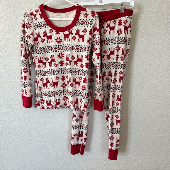 Hanna Andersson Dear Deer Matching Family Pajamas Long John Top Pant Set Size M - Picture 1 of 6
